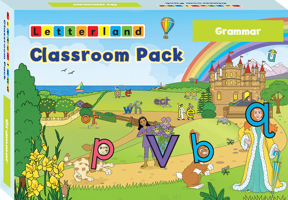 Letterland Grammar Pack contents, showing the grammar teaching resources for Grade 1 to Grade 3