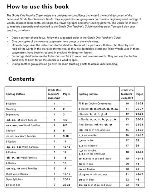 Grade One Phonics Copymasters