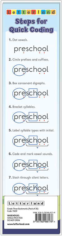 Grade Three Bookmarks (Pack of 30) - Letterland Canada