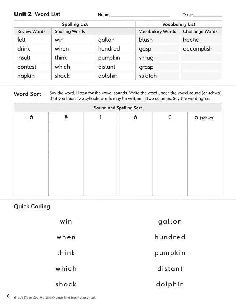 Grade Three Copymasters - Letterland Canada